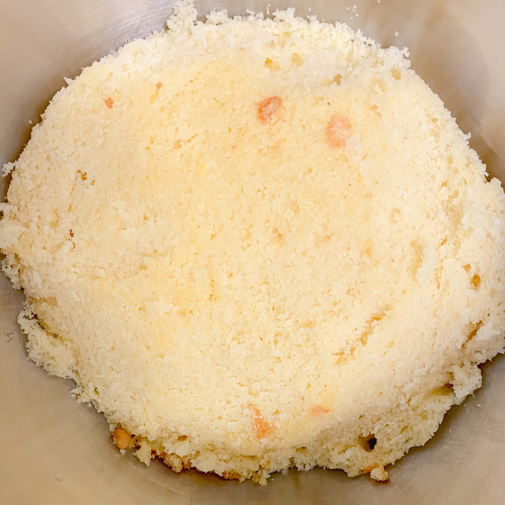 Lemon cake with brown crusts removed.