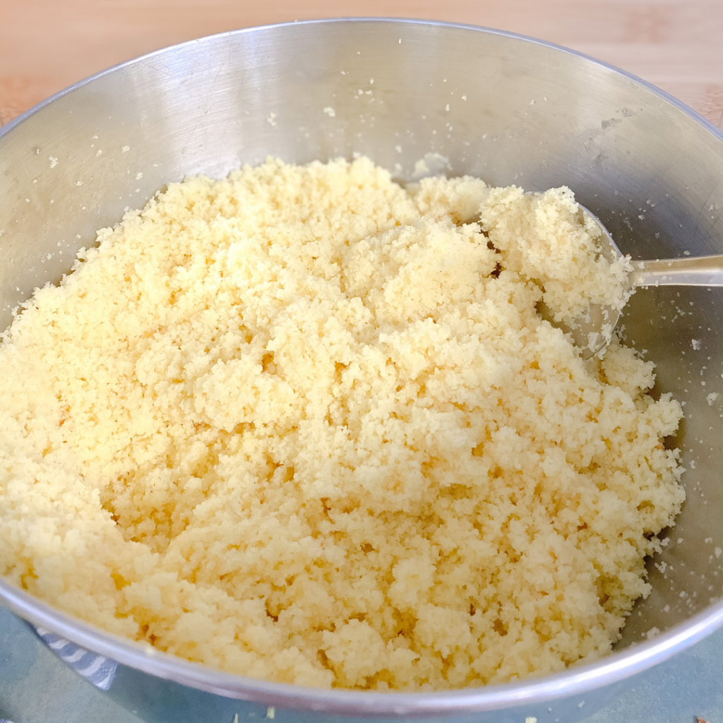 Crumbled up lemon cake.