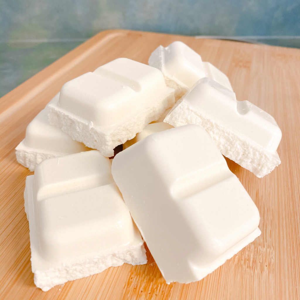 Blocks of white chocolate.