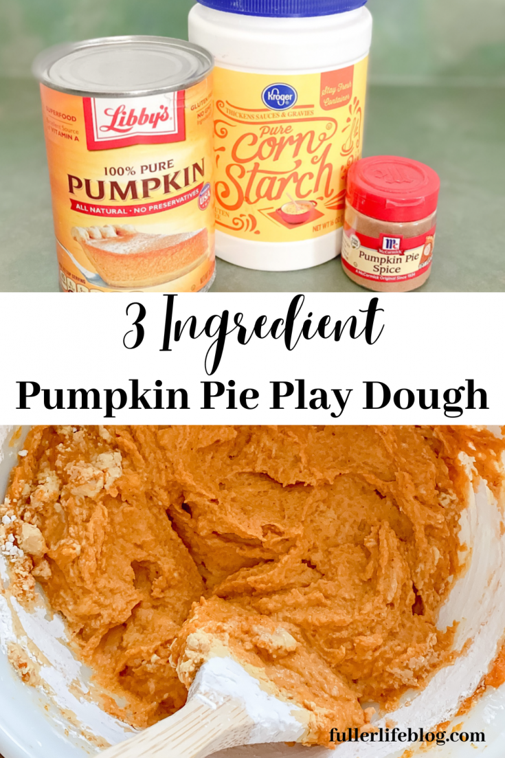 3 Ingredient Pumpkin Pie Play Dough, Pumpkin Puree corn starch and pumpkin pie spice