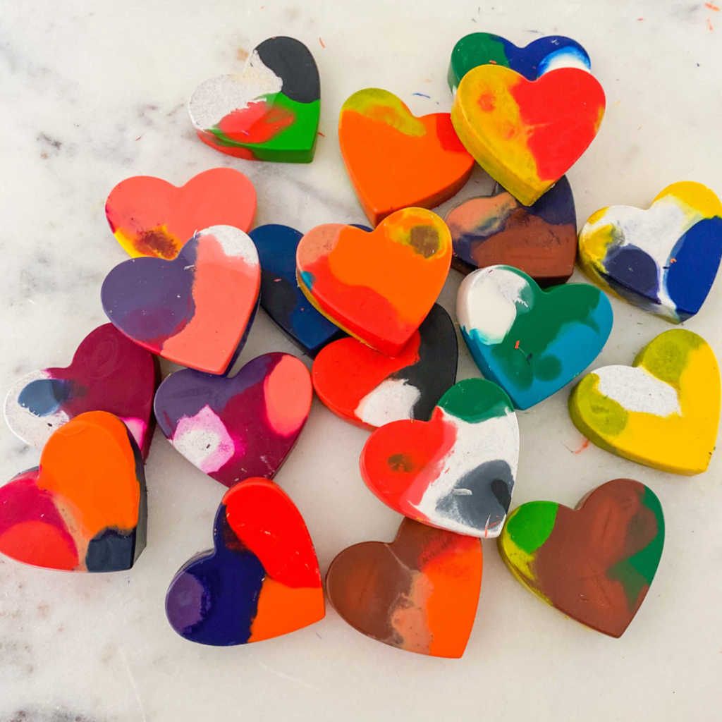 Multi colored Heart shaped crayons