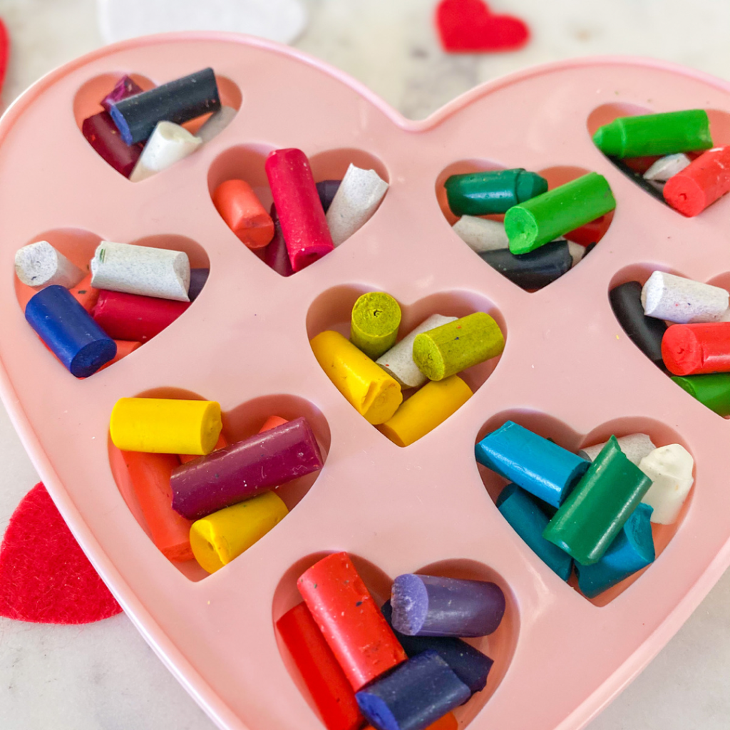 Broken Crayons in a heart shaped silicone mold